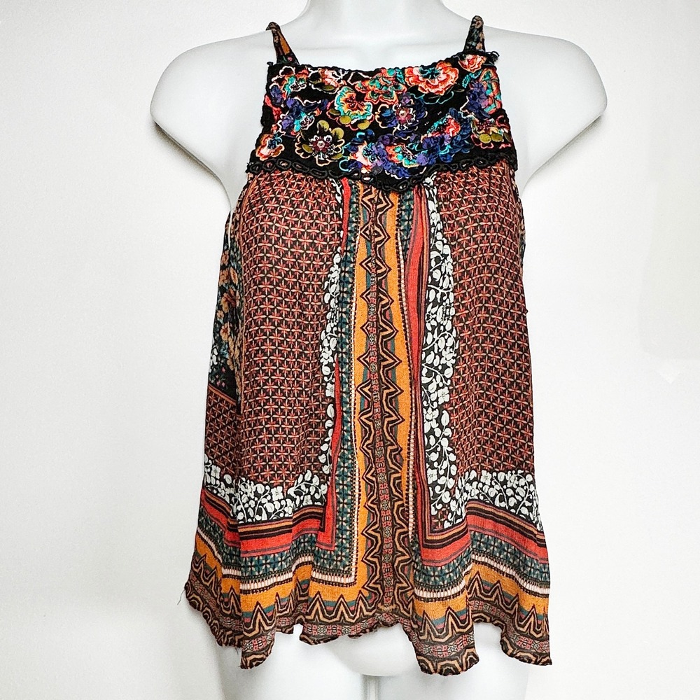 Anthropologie Bhanuni by Jyoti Fiona Embroidered‎ Beaded Tank Top Size Medium